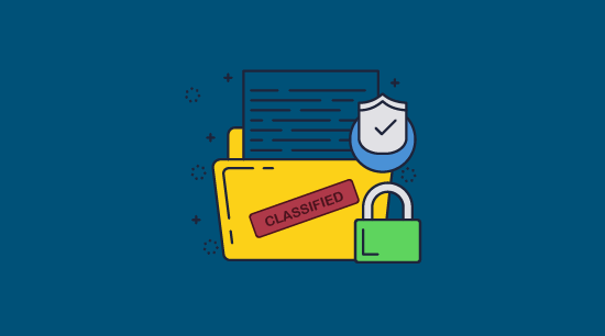 Classified document icon representing document DRM protection