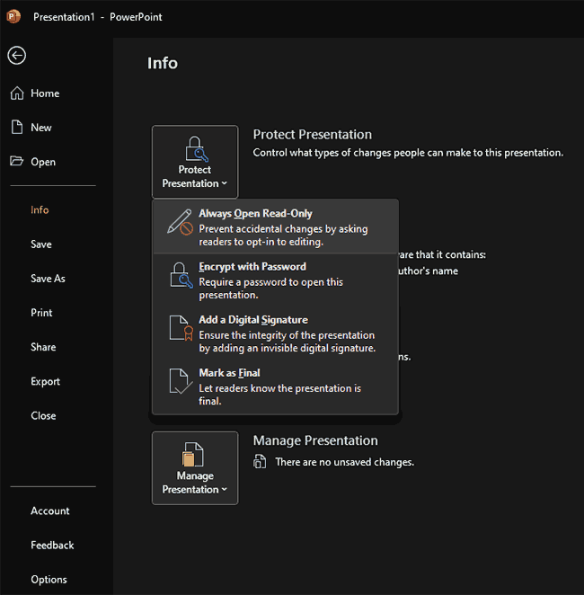 how to lock a powerpoint presentation