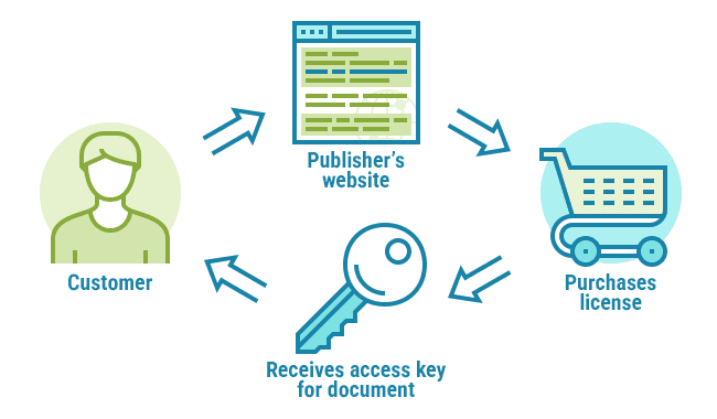 Step 4: Customer purchases secure PDF document and receives access key